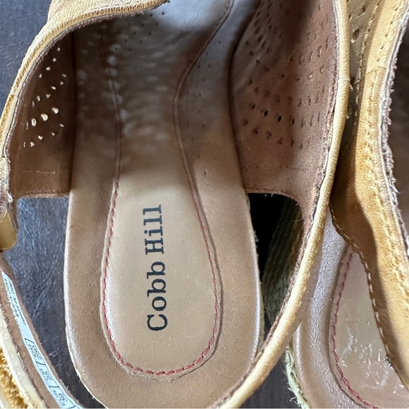 Cobb Hill Amber Camel Yellow Cutout Erika Leather Slingback Wedge Sandals Sz 8 - Picture 7 of 16